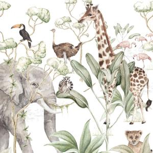 deko-tap-083-100-papier-peint-bebe-dekornik-savanna-mint-green-beige-brown