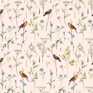 deko-tap-095-papier-peint-bebe-dekornik-meadow-with-birds-pastel-pink-280x100-cm