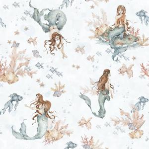 deko-tap-143-papier-peint-bebe-dekornik-mermaids-in-waves-light-navy-blue-280x100-cm