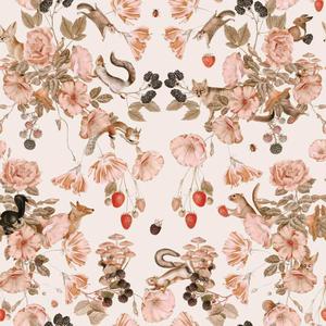 deko-tap-191-papier-peint-bebe-dekornik-animals-secret-funlife-pink-salmon-beige-brown-280x100-cm