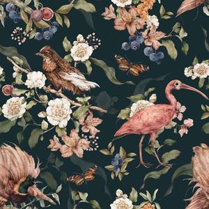deko-tap-202-papier-peint-bebe-dekornik-tropical-birds-paradise-blue-navy-blue-280x100-cm