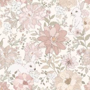 deko-tap-356-papier-peint-bebe-dekornik-hide-and-seek-rabbits-pink-salmon-280x100-cm