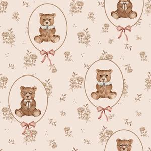 deko-tap-414-papier-peint-bebe-dekornik-teddy-bears-and-flowers-beige-280x50-cm