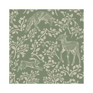deko-tap-423-papier-peint-bebe-dekornik-forest-animals-and-fairytale-green-280x50-cm