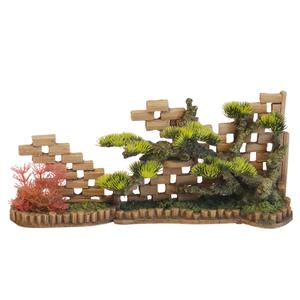 28748-decoration-pour-aquarium-avec-plantes-nobby-pet-wall-rest-marron-vert-35x8x15-5-cm